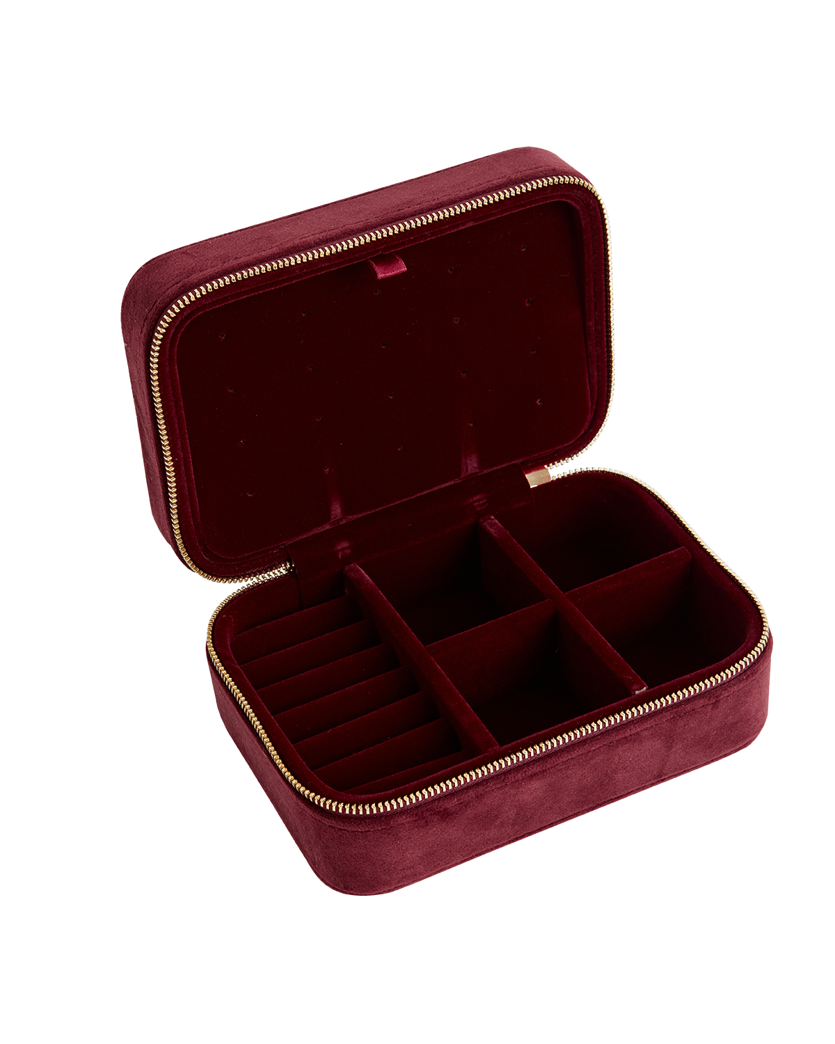 Robin Love Embroidered Large Jewellery Box Redcurrant Velvet