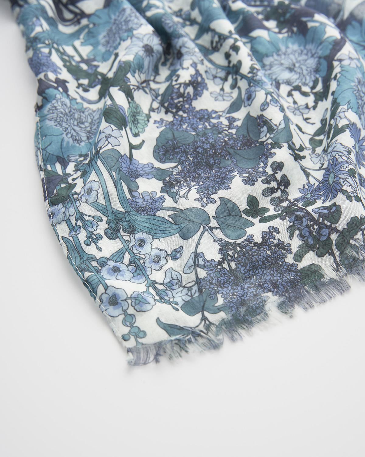 Blue Deco Blooms Lightweight Scarf