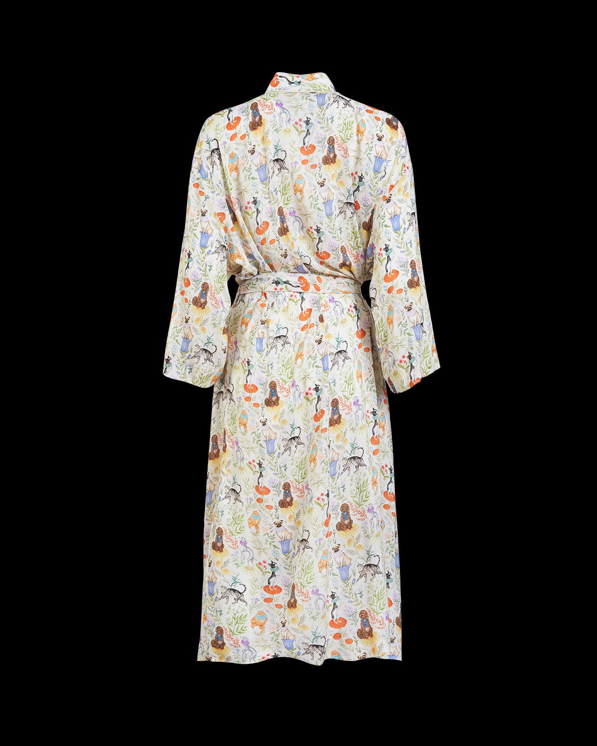 Catherine Rowe Pet Portraits Margarita Green Long Kimono