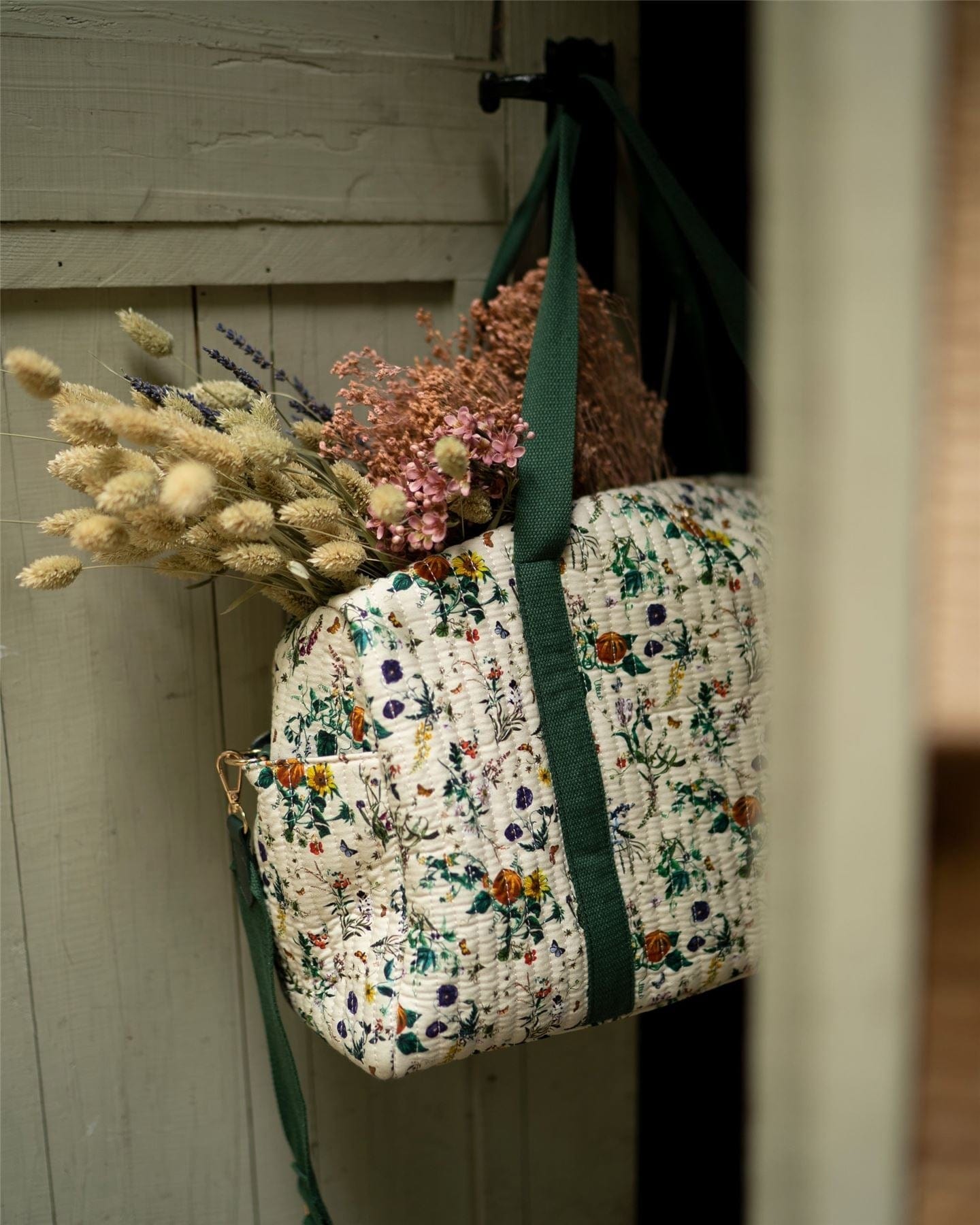 Pumpkin Ivory Quilted Weekender Bag by Fable England