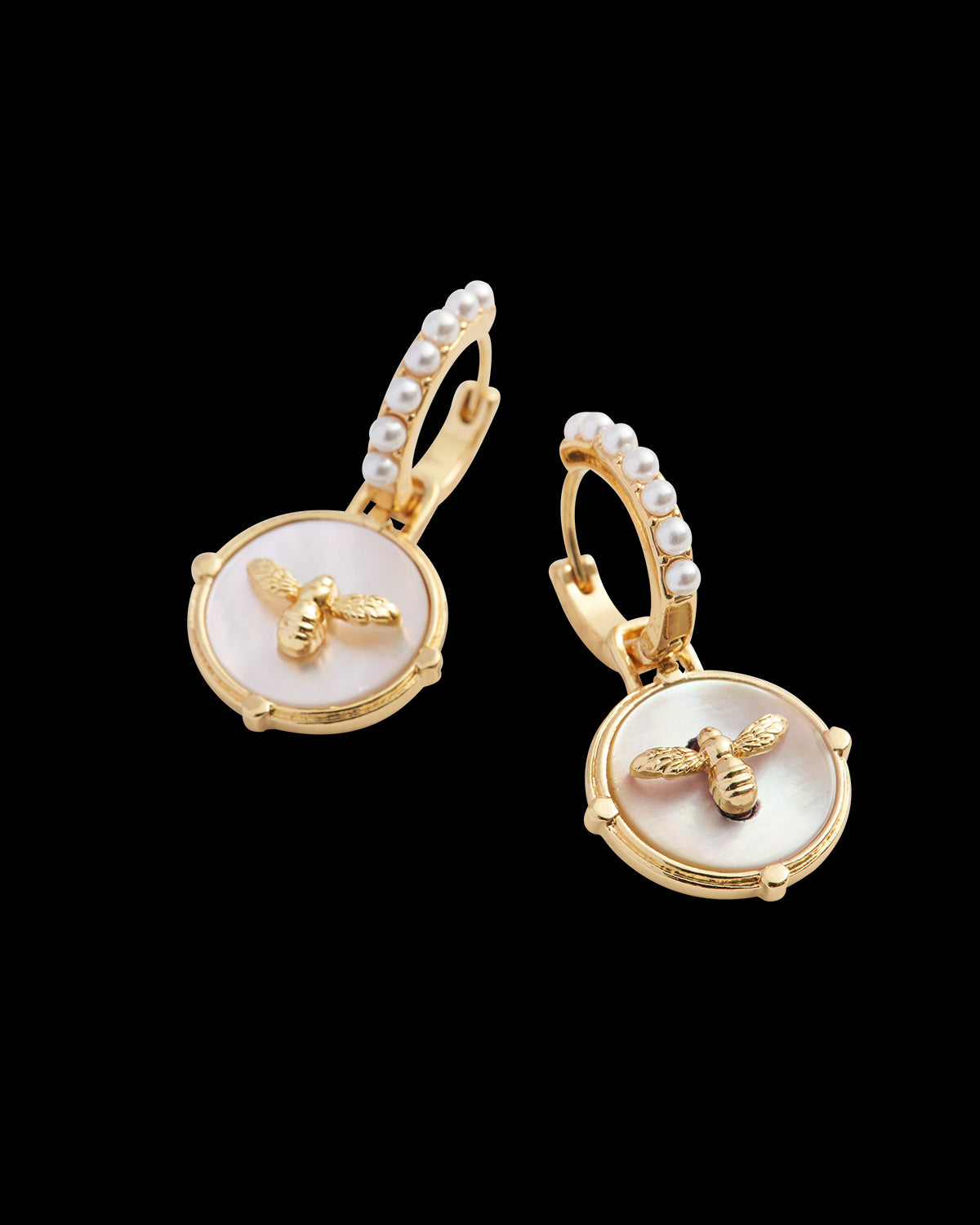 Pendientes Abeja & Perlas