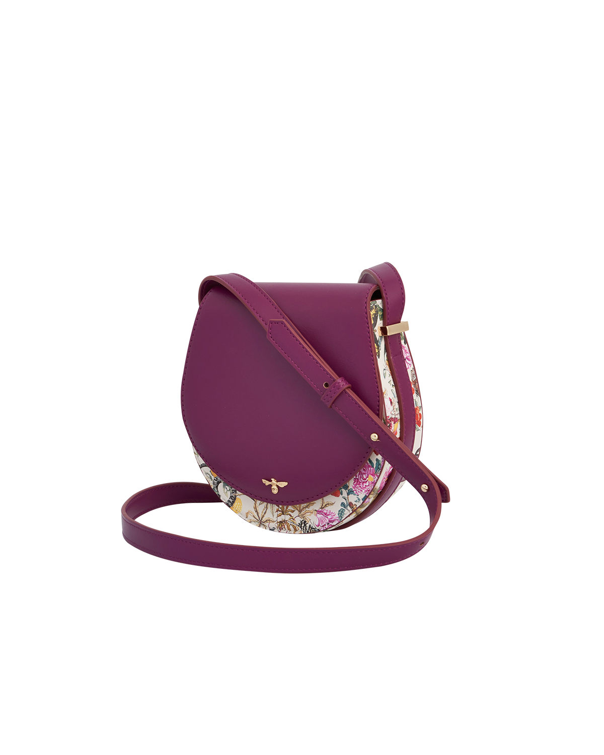 Floral Engravings Plum Saddle Bag