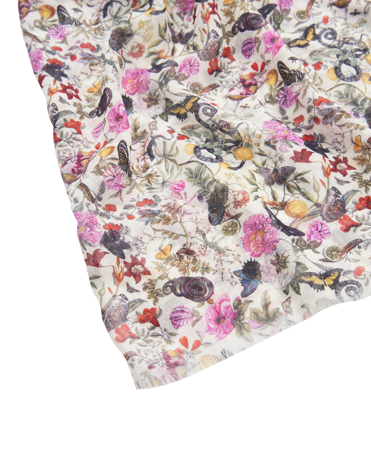 Ivory Floral Engravings Lightweight Scarf