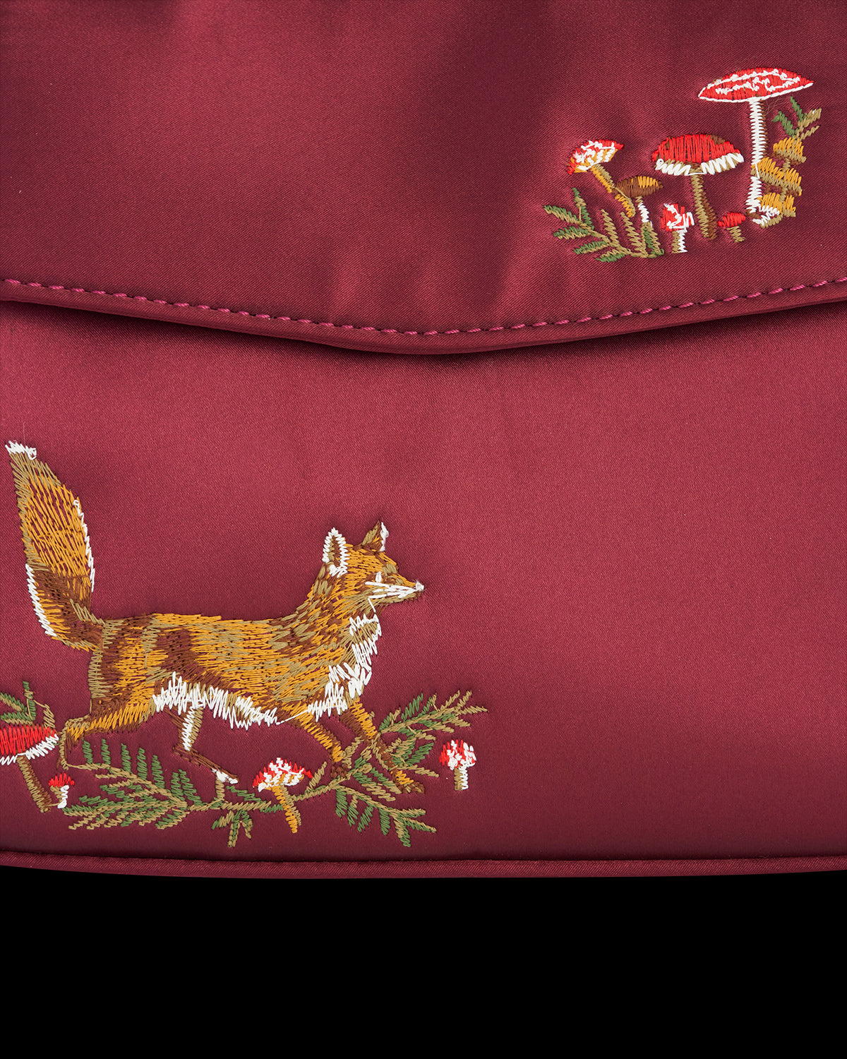 Bolso Tote Satinado con Bordado Lobo & Seta