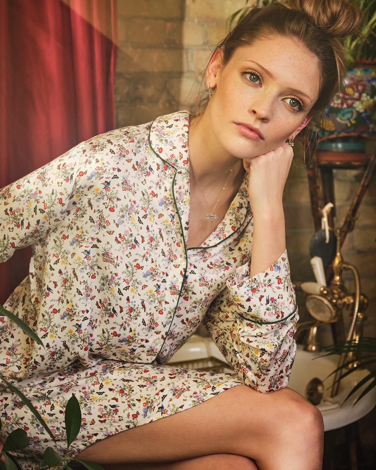 Camisa de Dormir Flores & Fruta - Crema