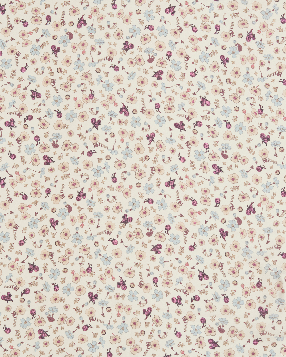 Deco Blooms Silky Lightweight Cream Scarf