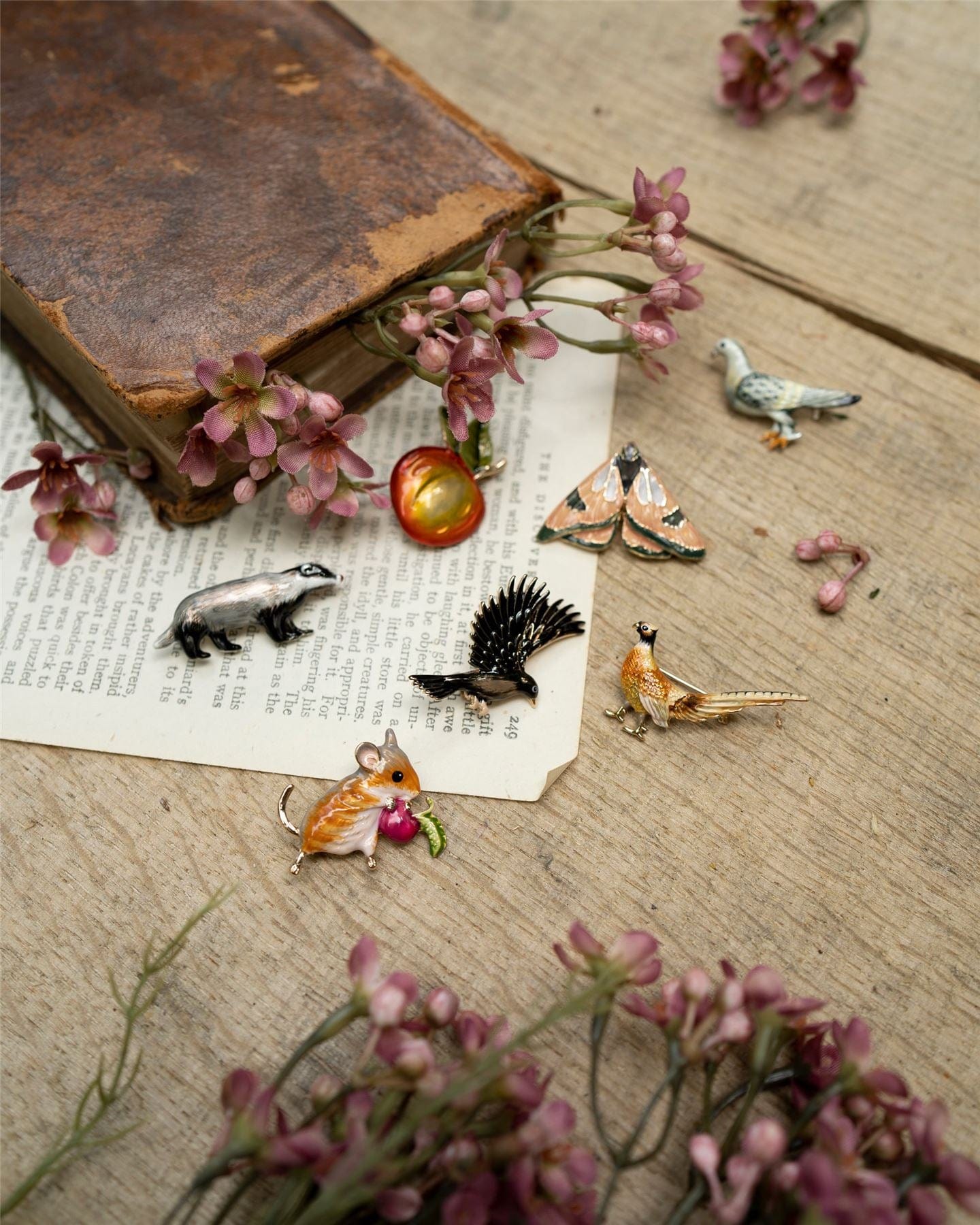 Enamel Pheasant Brooch by Fable England