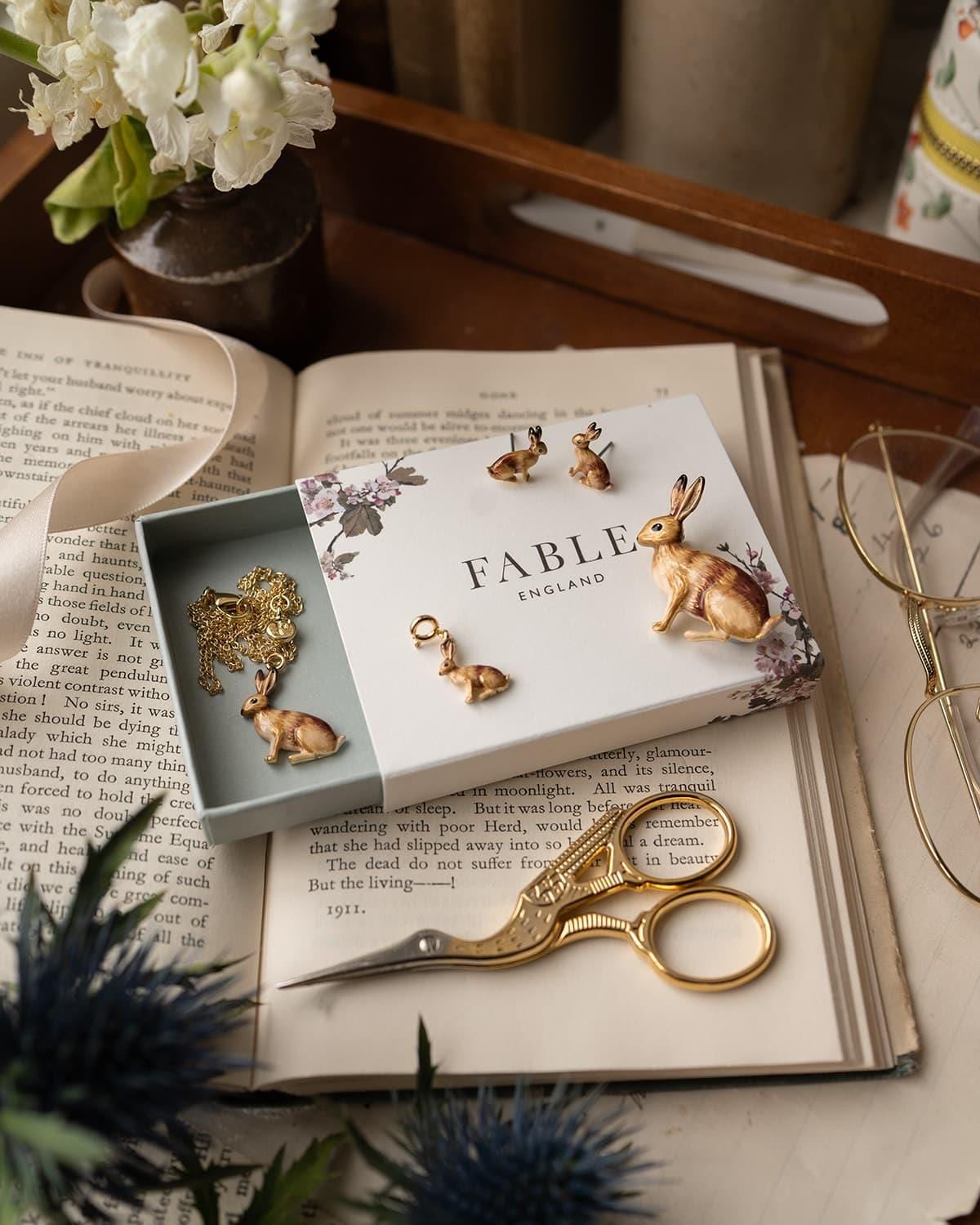 Enamel Rabbit Brooch by Fable England