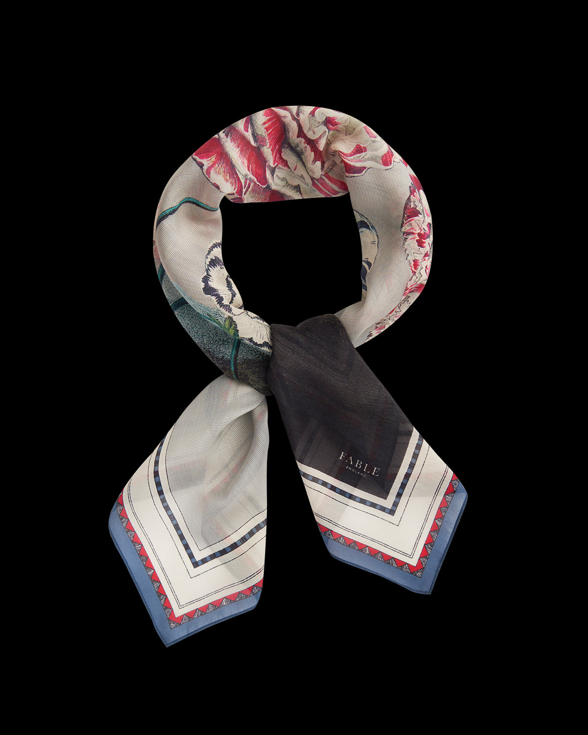 Blue Carnations Square Silk Blend Scarf