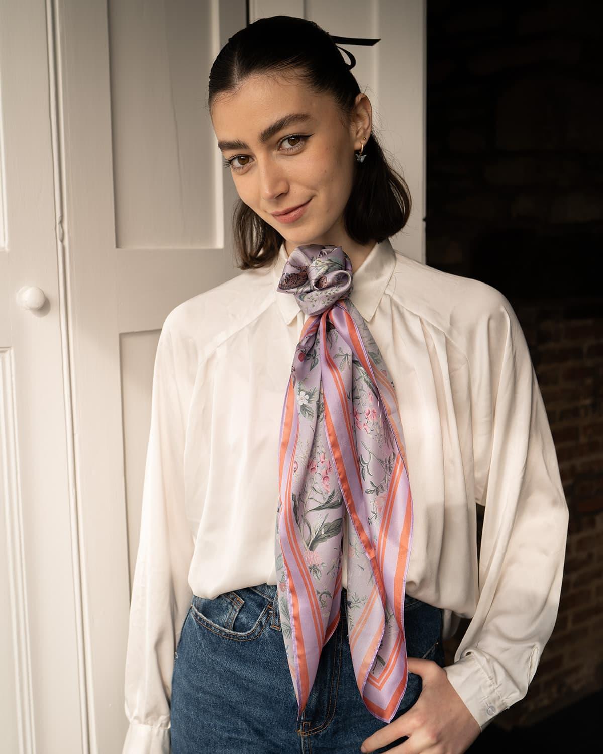 Liliac Meadow Creatures Square Scarf