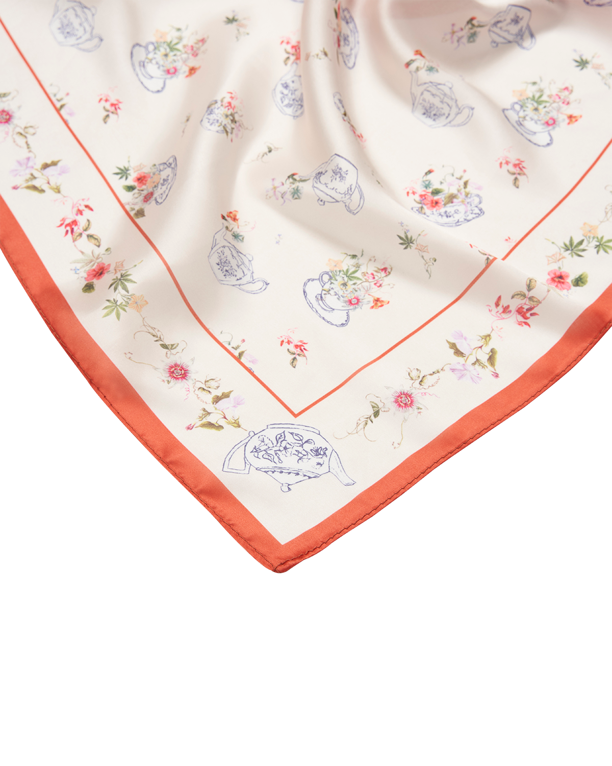 Cream High Teacups Silky Scarf
