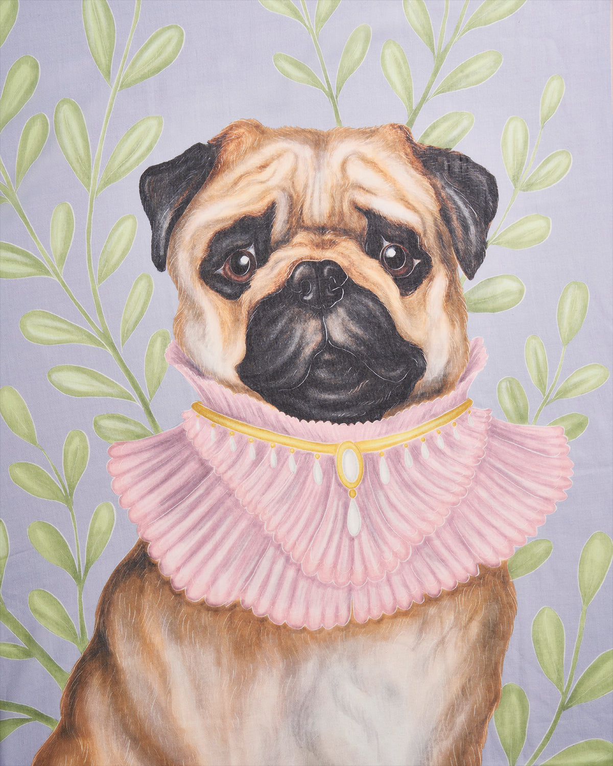 Catherine Rowe Pet Portraits Pug Blue Lightweight Scarf