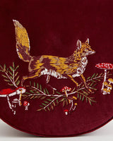 Fox & Mushroom Embroidered Saddle Bag - Redcurrant Velvet by Fable England