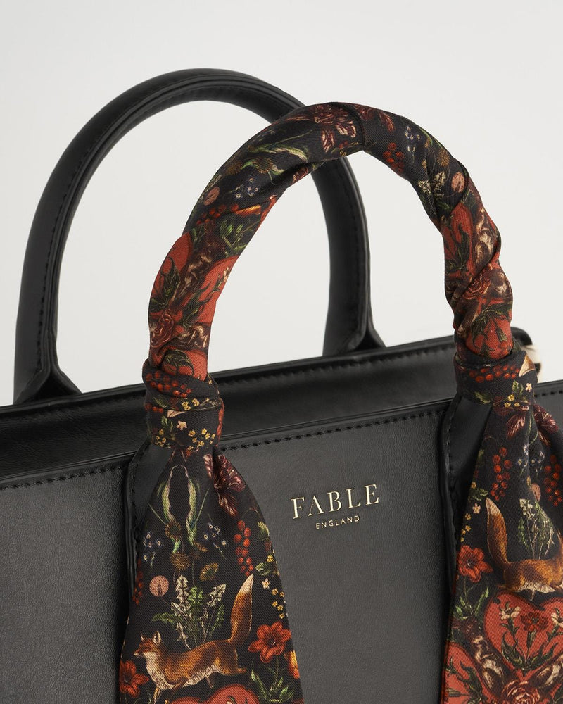 Gala Apple Leather Tote - Black by Fable England