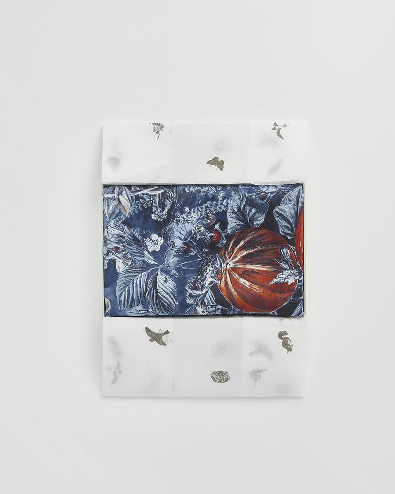 Nocturnal Garden Silk Blend Scarf - Midnight Blue by Fable England