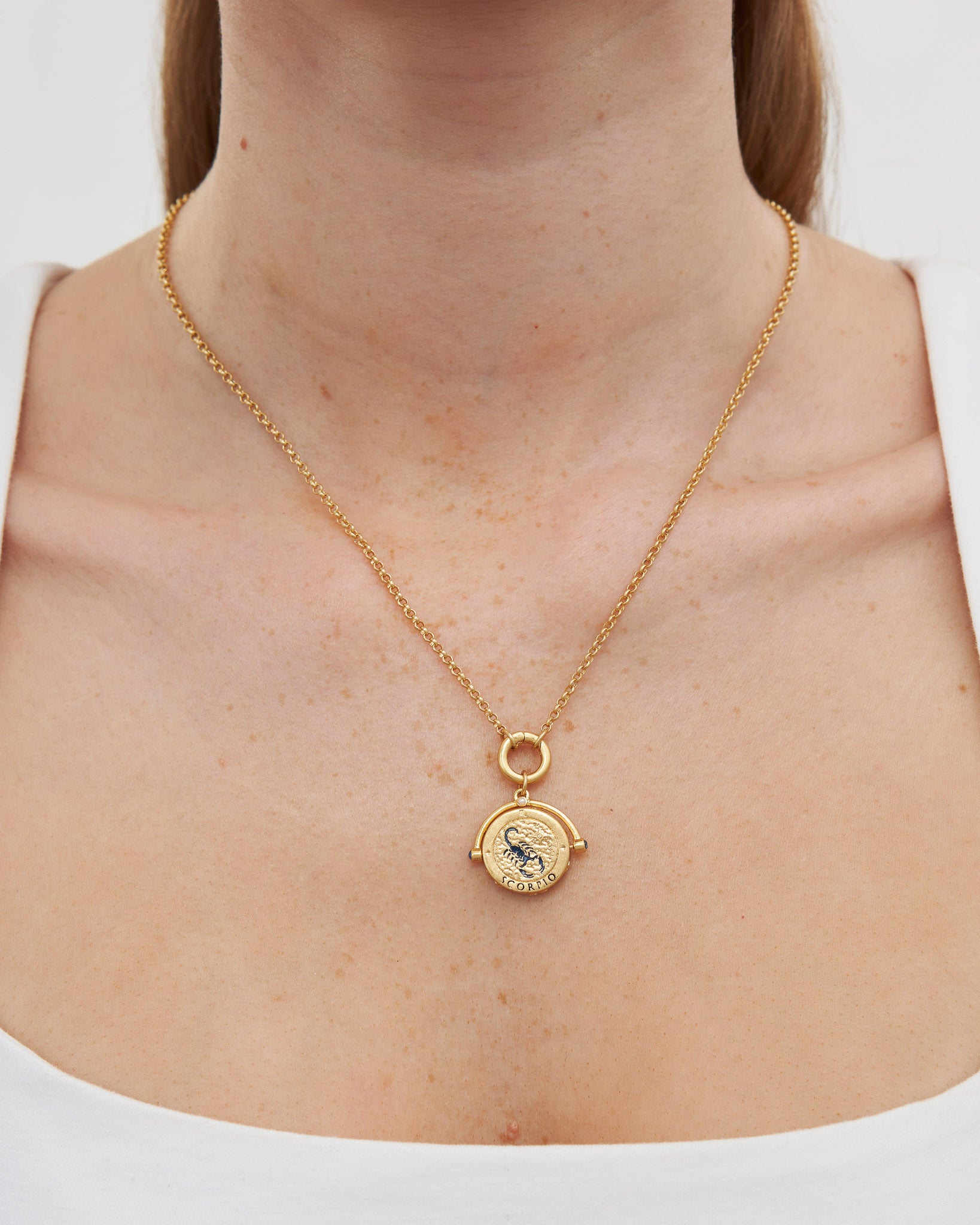 Scorpio Zodiac Spinner Necklace in Gold