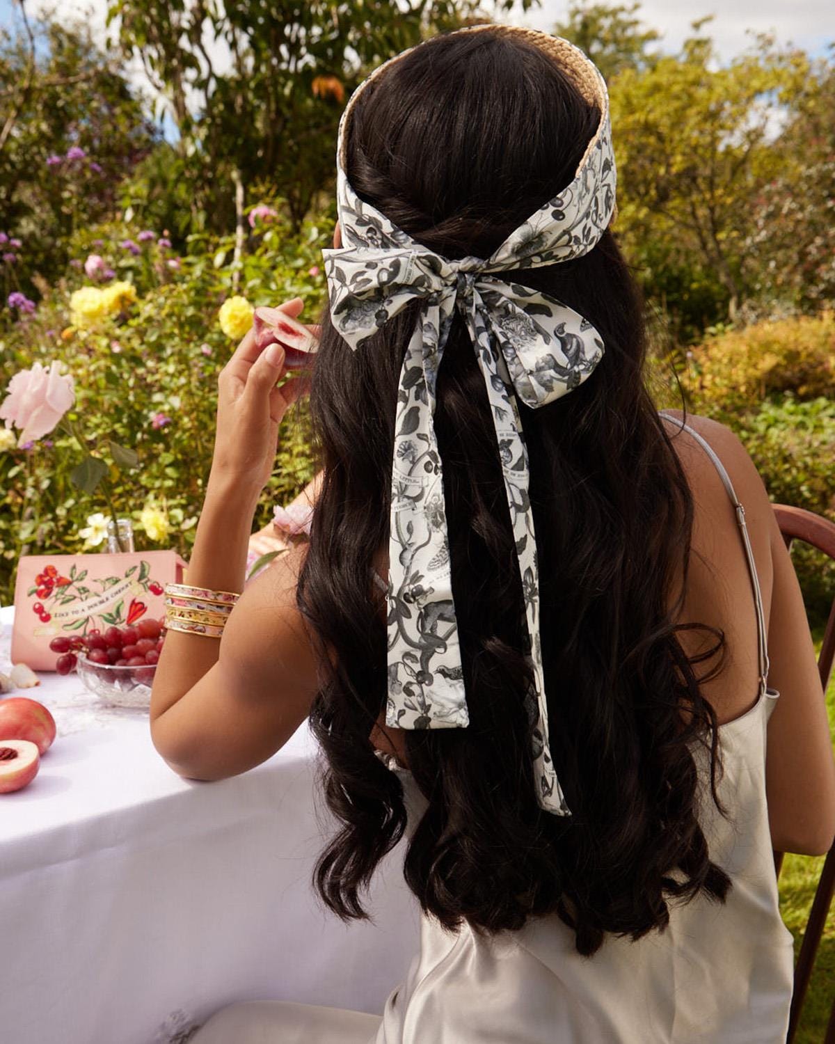 Tree Of Life Monochrome Raffia Visor by Fable England