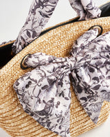Tree Of Life Monochrome Raffia Basket Bag