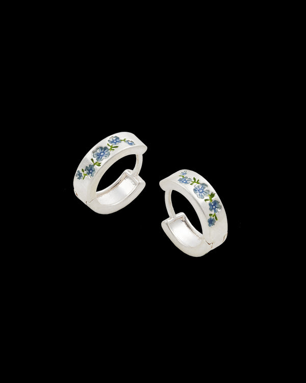 Forget Me Not Silver Mini Hoop Earrings