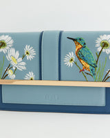Embroidered Kingfisher Blue Cross Body Bag