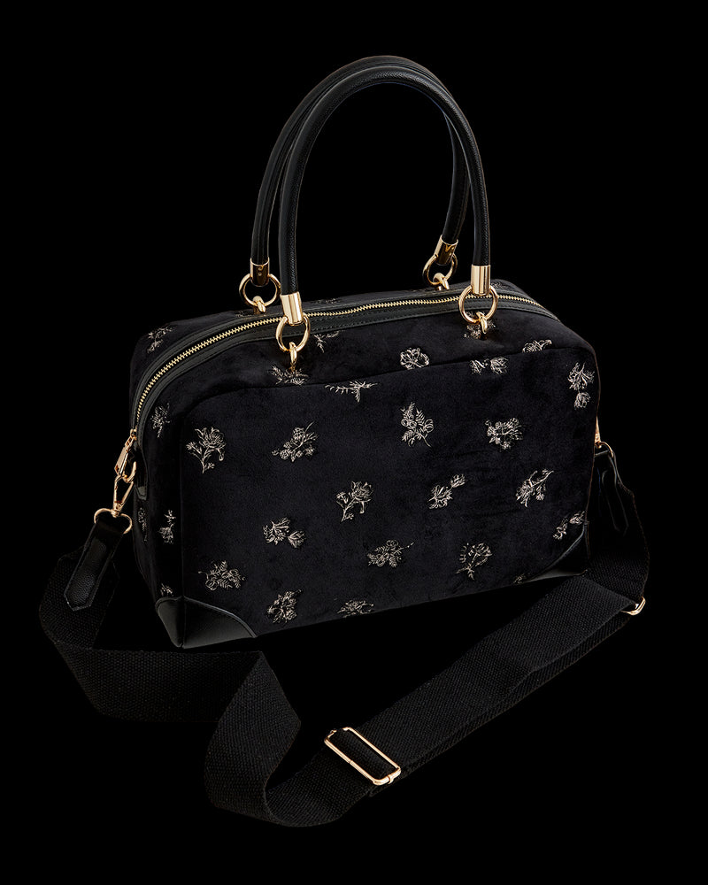 Hepsie Embroidered Bag Black Velvet