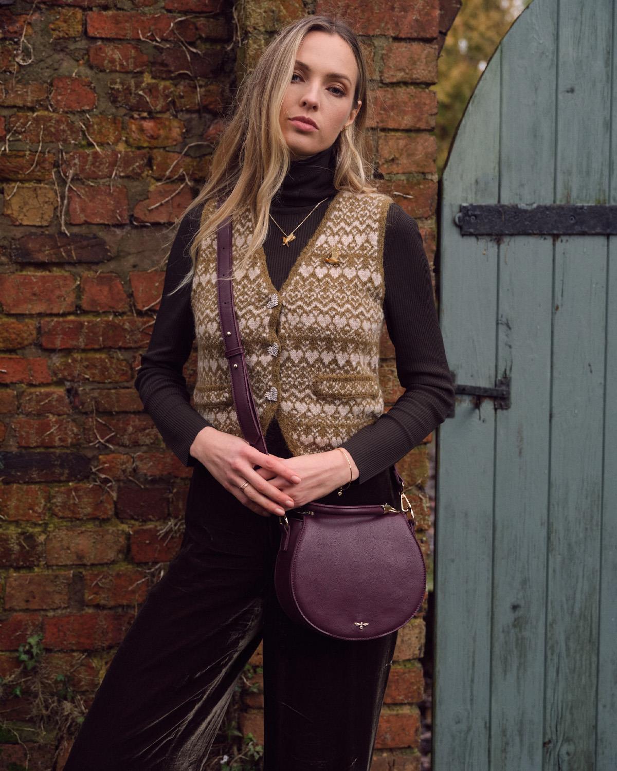 Liberty Saddle bag Burgundy Vegan Leather