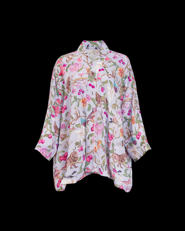 Tree of Life Blue Short Kimono