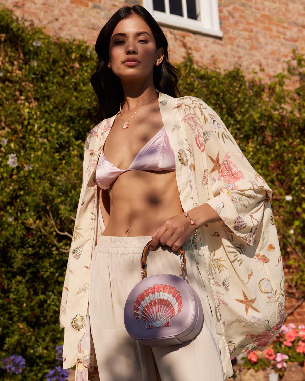 Kimono corto "Whispering Sands" Rosa Loto