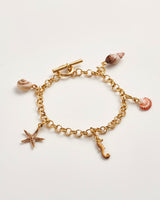 Hand Painted Shell Worn Gold Charm Bracelet by Fable England