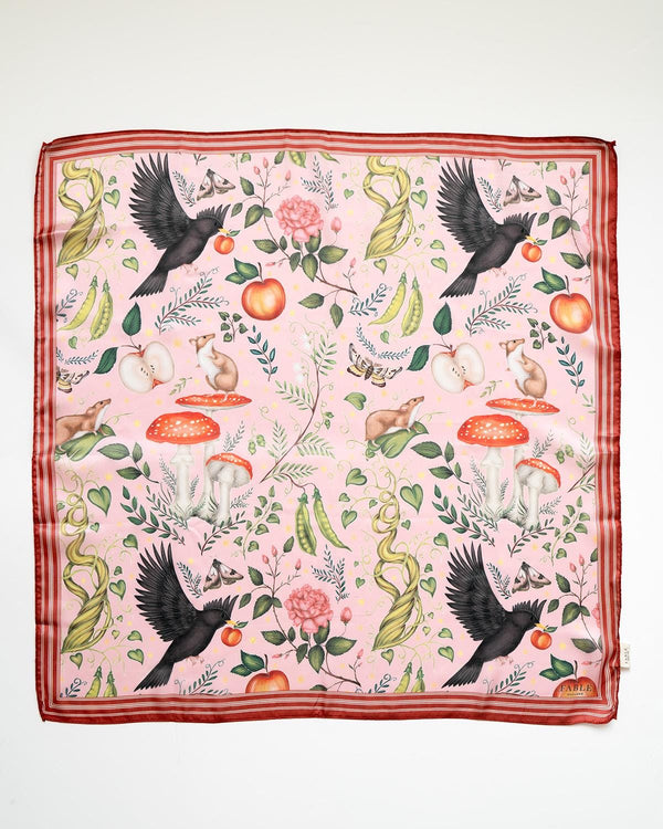 Into The Woods Square Scarf Pink by Fable England