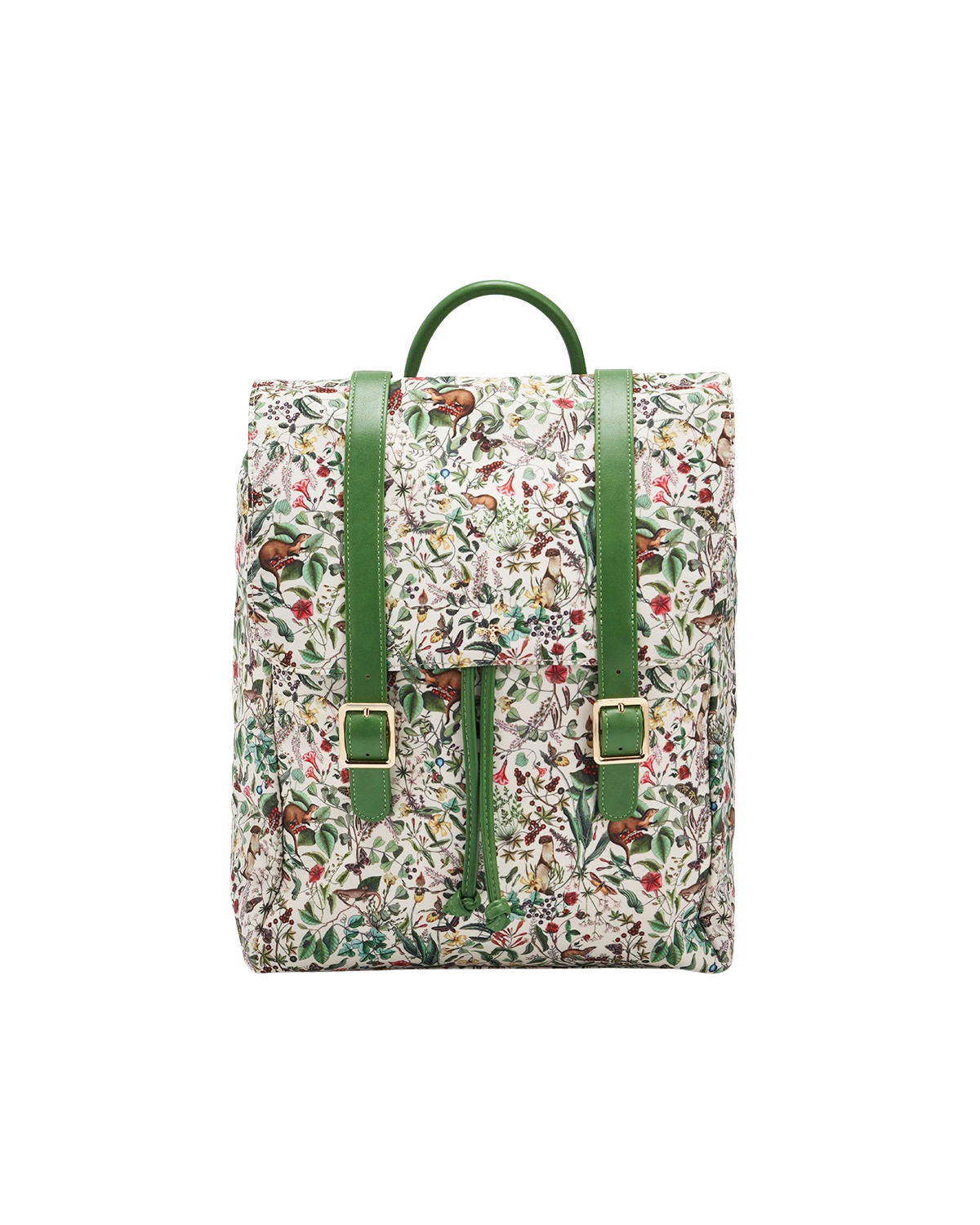 Green Garden Floral Buckle Backpack