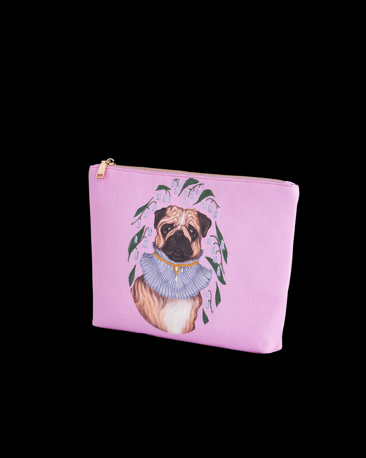 Catherine Rowe Pet Portraits Pug Pink Cotton Pouch