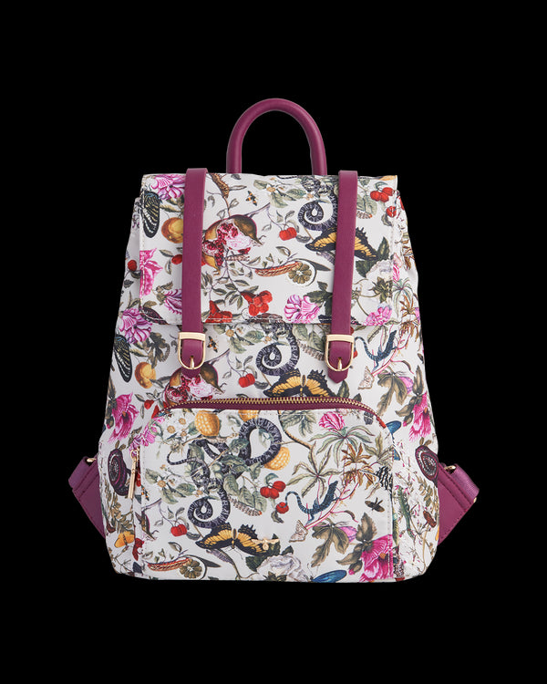 Floral Engravings Small  Plum Backpack