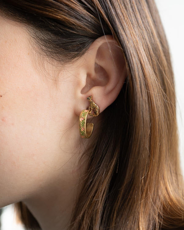 Blue Forget-Me-Not Hoop Earings