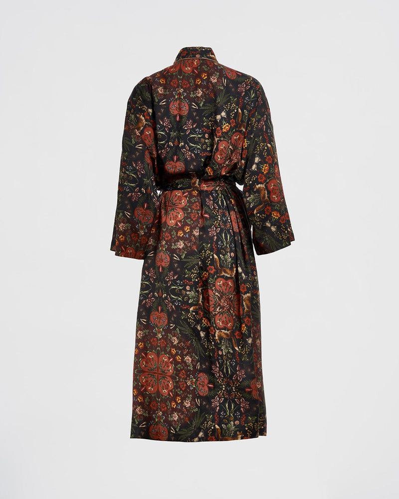 Folksy Fox Kimono Black