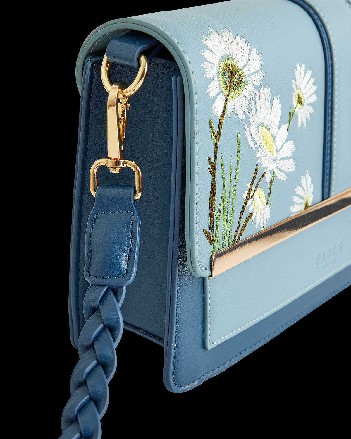 Bolso Bandolera Martín Pescador Bordado Azul