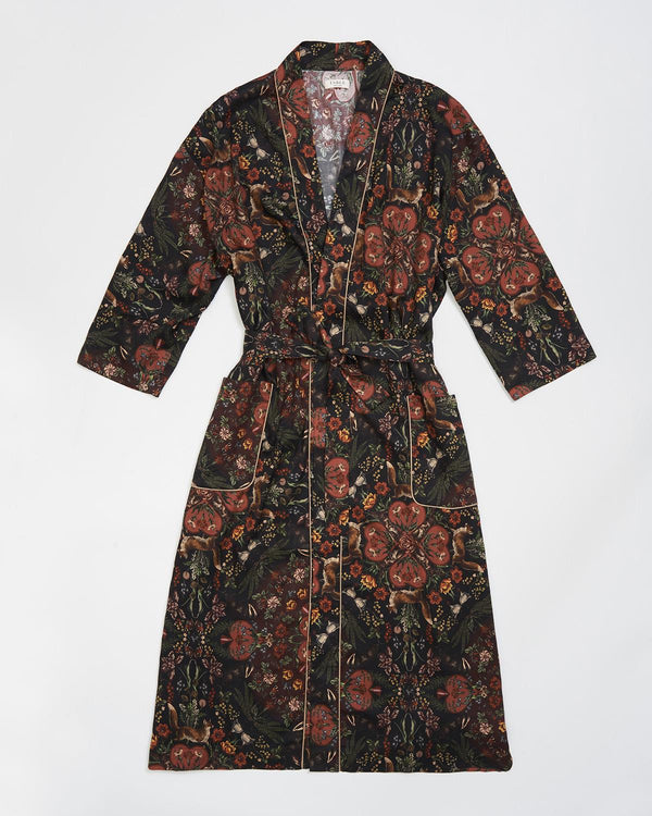Folksy Fox Kimono Black