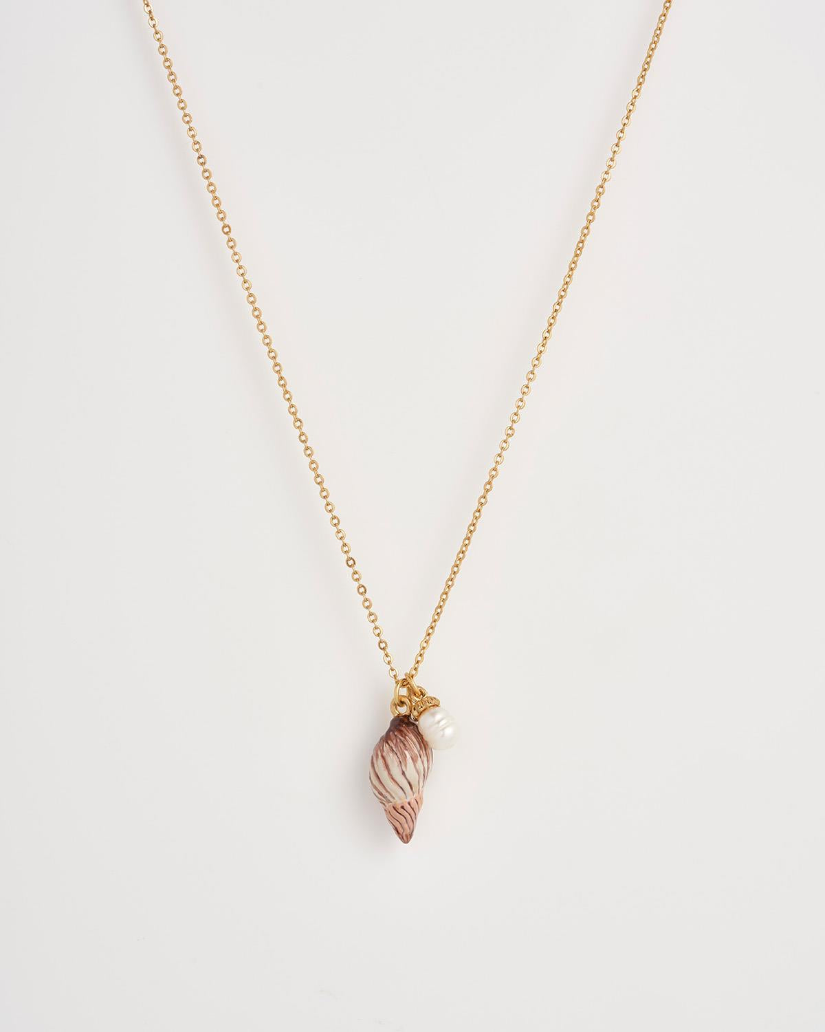 Spiral Shell and Pearl Short Necklace