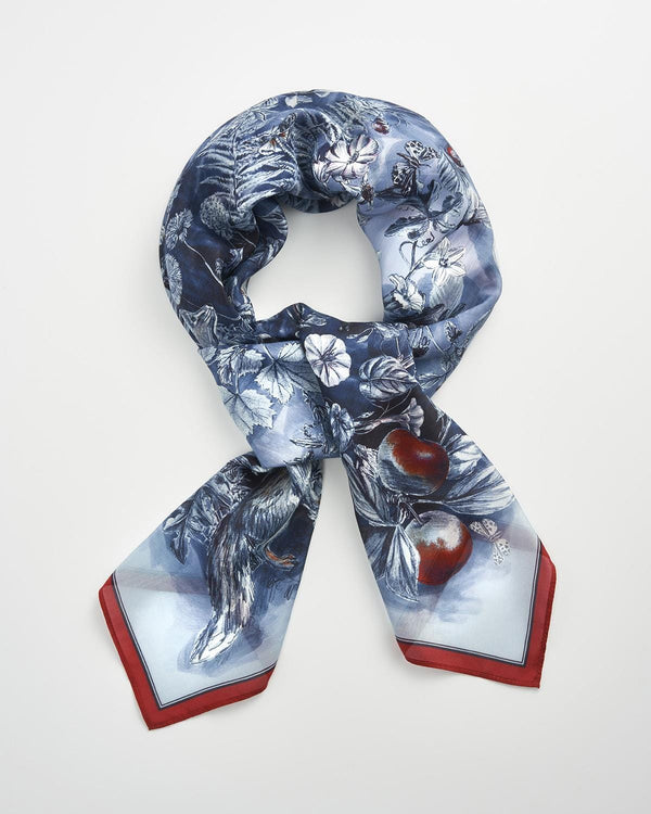 Fable England UK Scarf Nocturnal Garden Scarf Midnight Blue