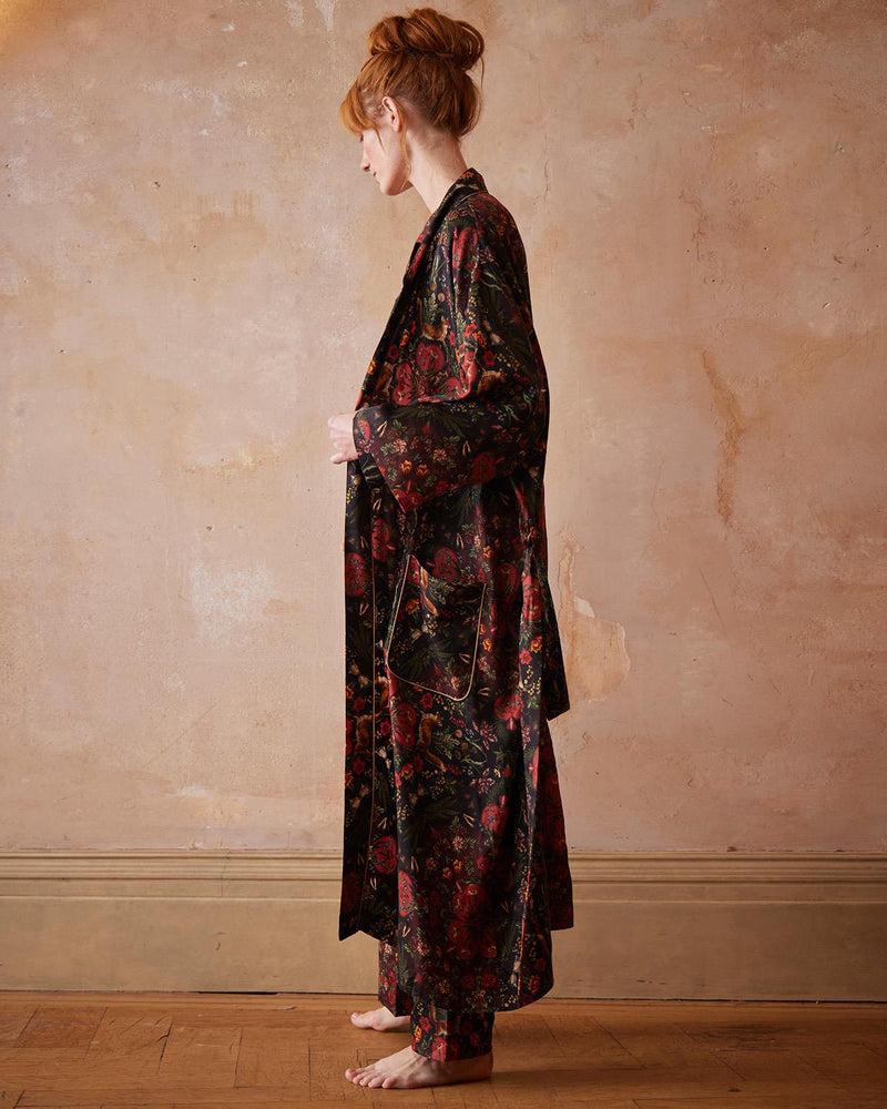 Folksy Fox Kimono Black