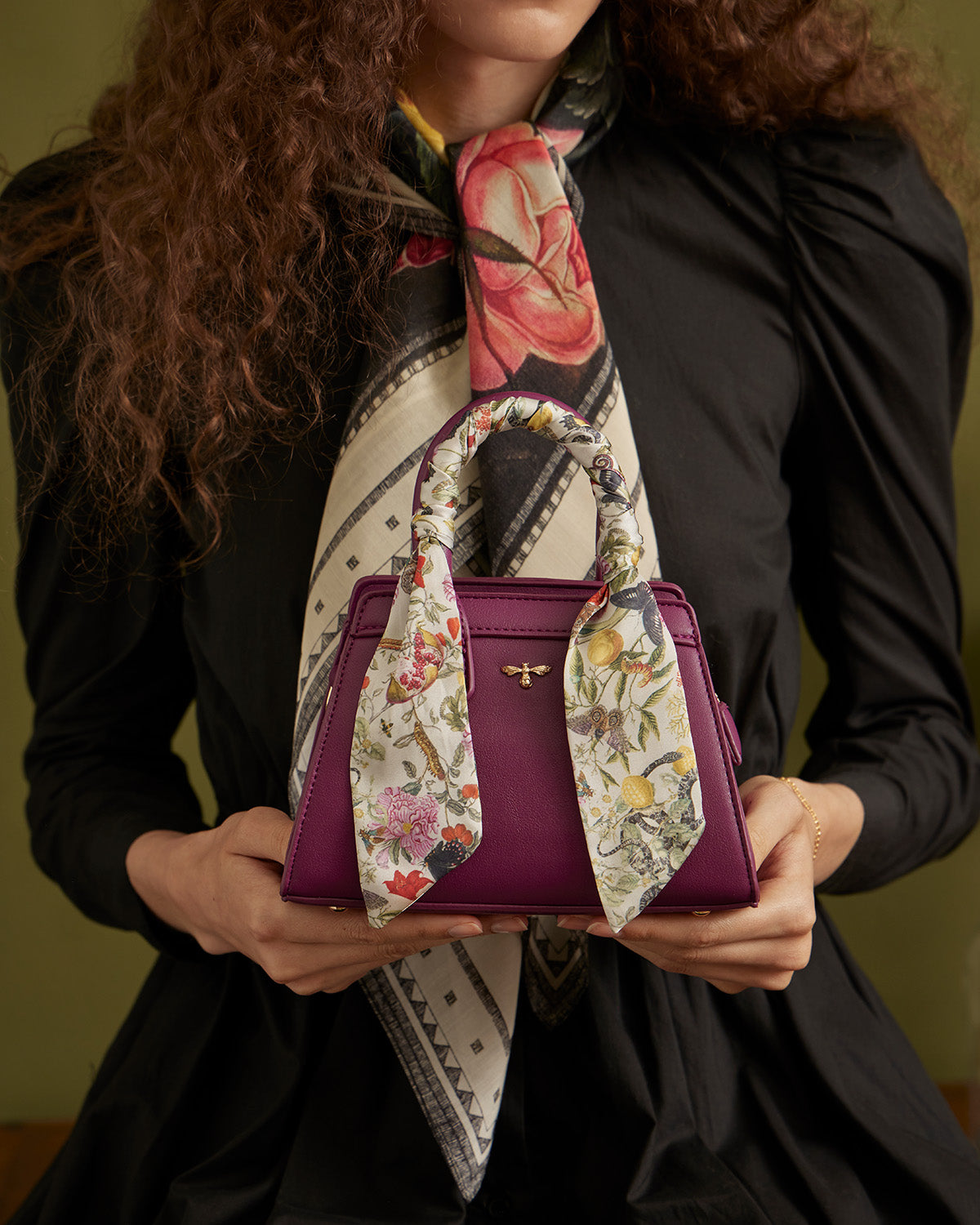 bristol small floral appliqué leather backpack Floral Engravings Small Plum Backpack