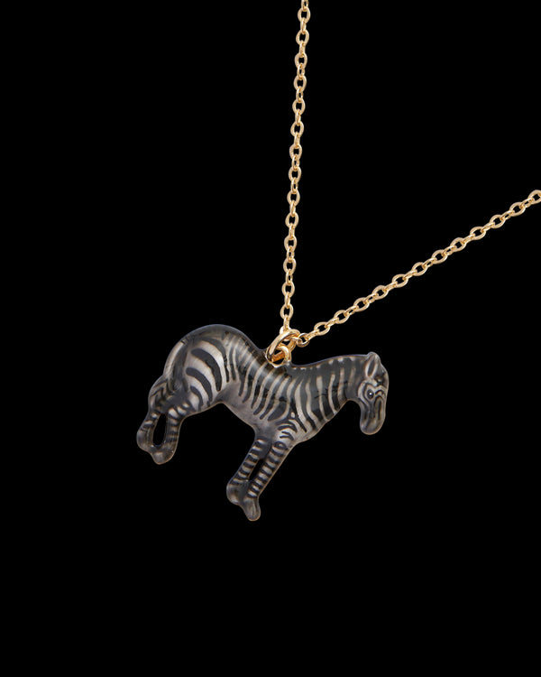 Zebra Pendant Necklace