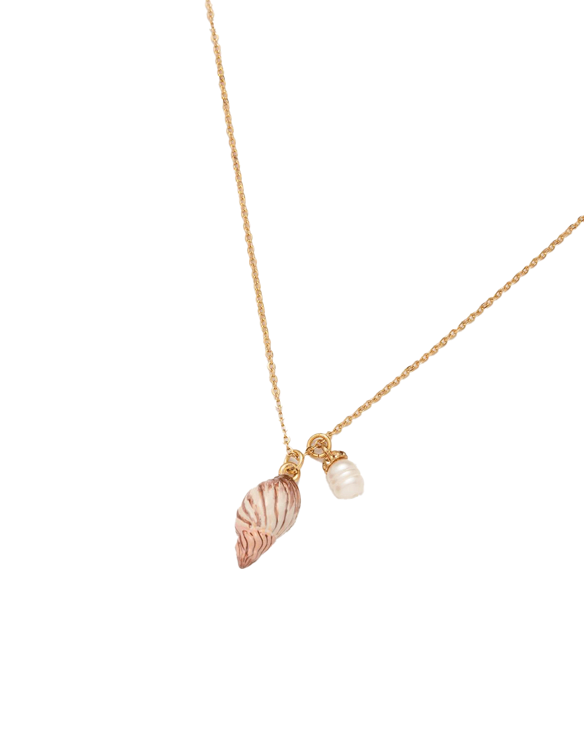 Spiral Shell and Pearl Short Necklace