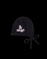 Forget-Me-Not Knitted Navy Bonnet