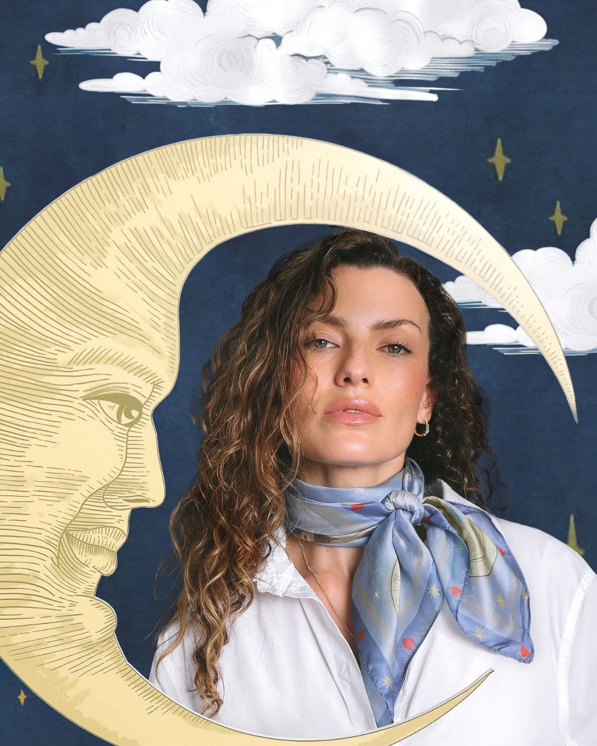 Pañuelo Cuadrado Mediano Zodiac en Azul