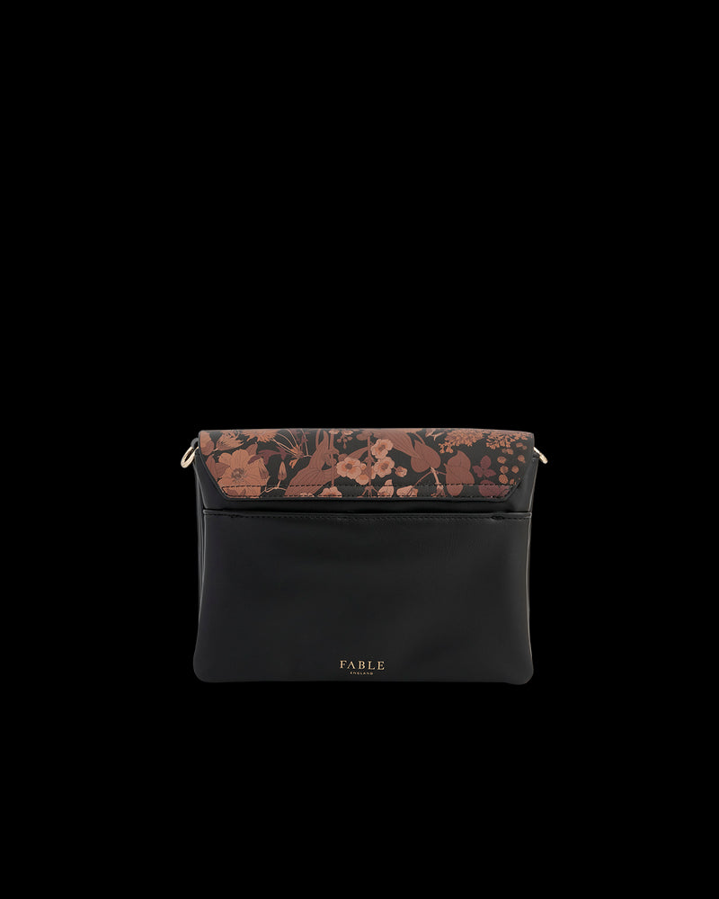 Deco Blooms Black Crossbody Handbag