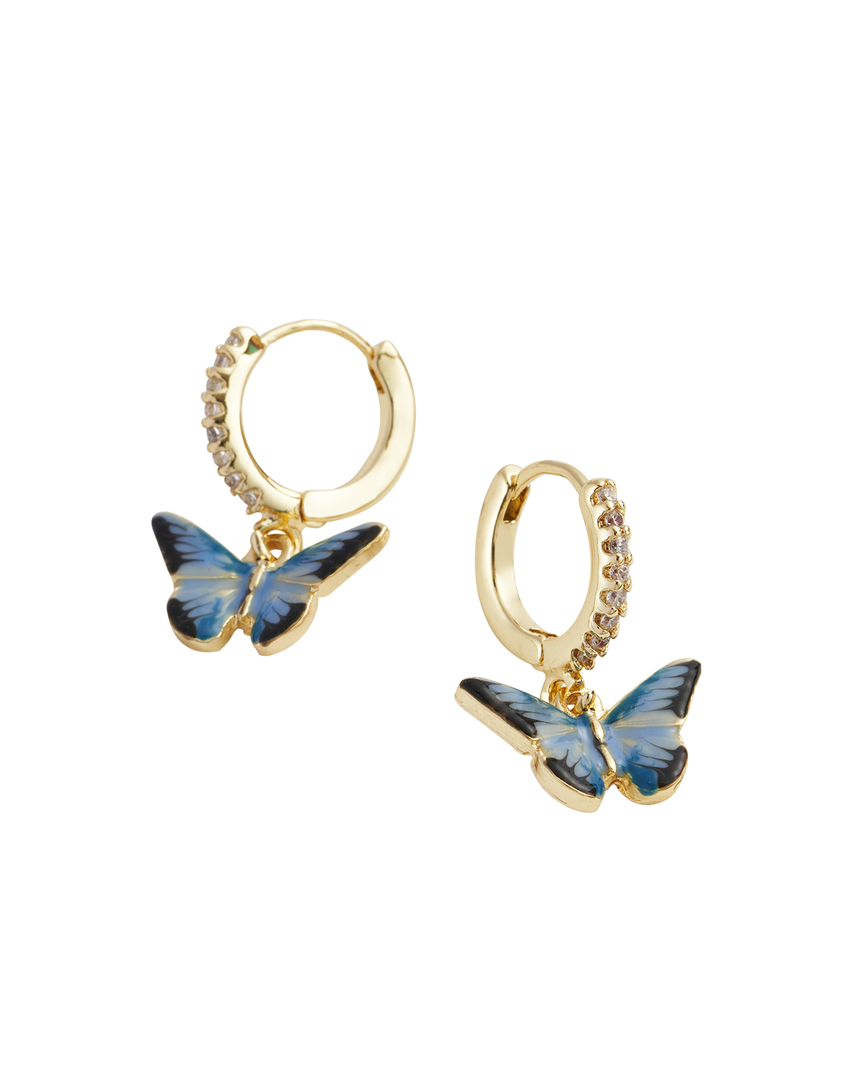 Enamel Butterfly Huggie Earrings