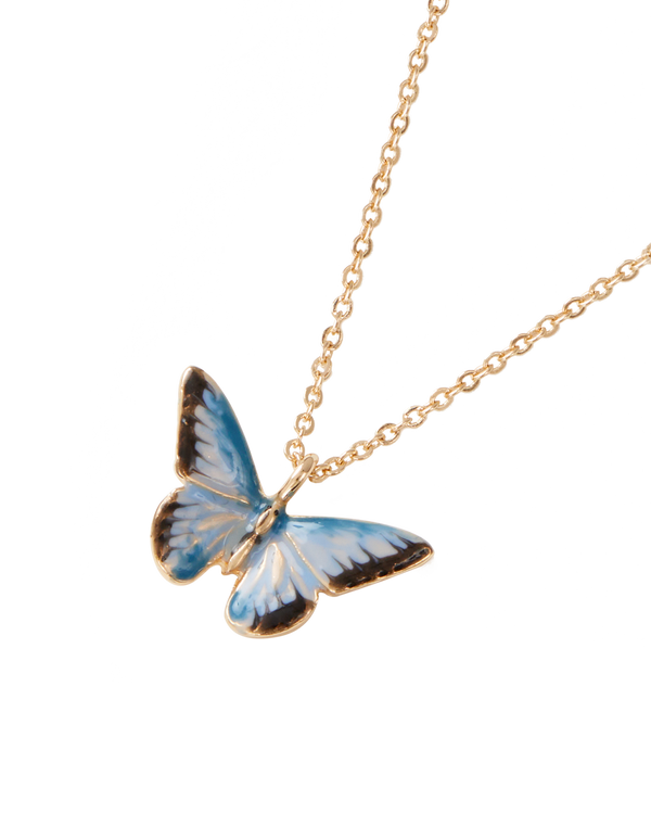 Enamel Blue Butterfly Short Necklace