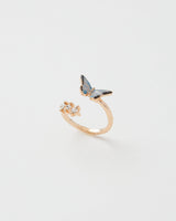Enamel Blue Butterfly Ring by Fable England