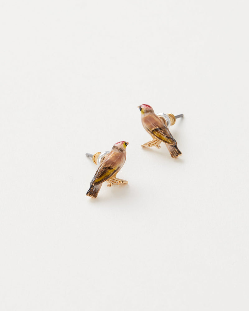 Enamel Goldfinch Stud Earrings by Fable England
